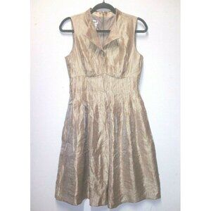 Party dress/Cocktail/Church dress Sz 8 Maggy collared gold color fit and flare